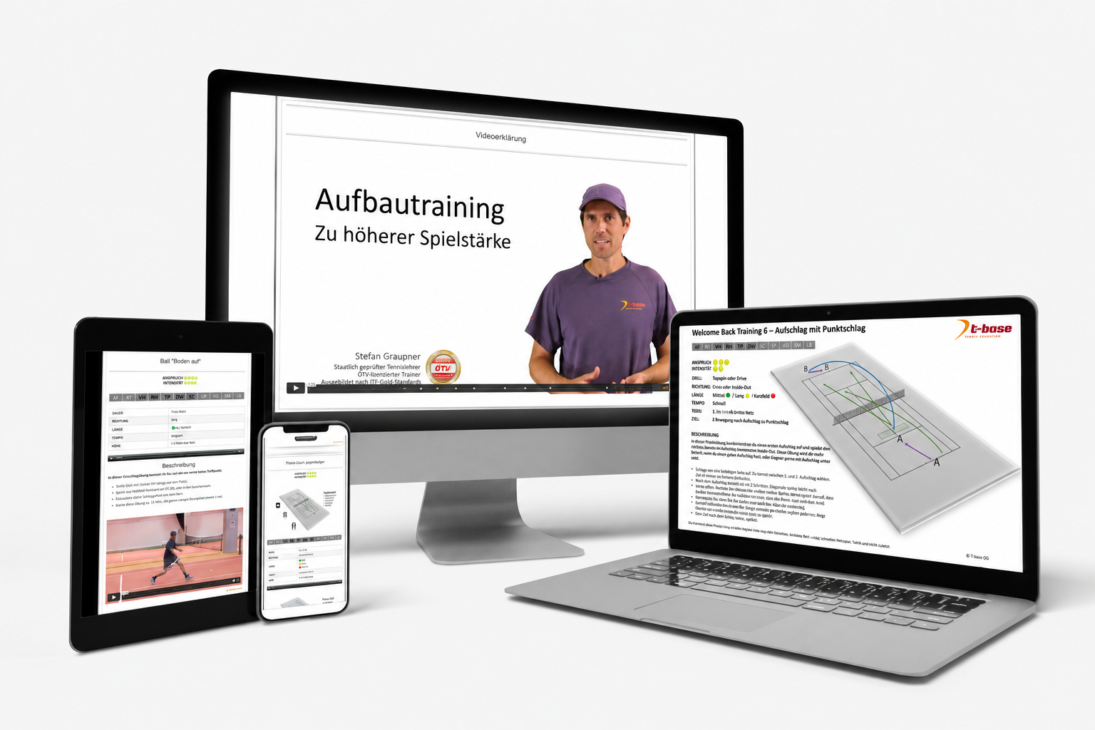 Tennis selbständig trainieren mit T-base Tennis Education
